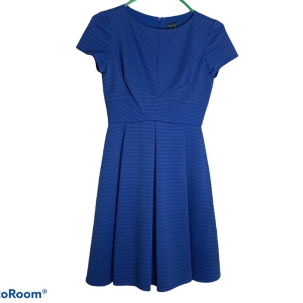 Gabby Sky blue textured flare dress